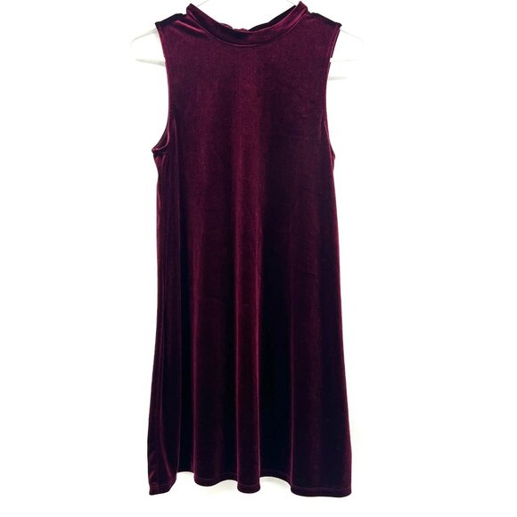 Others Follow Dresses & Skirts - Others Follow Burgundy Velvet Sleeveless Bow Accent Dress Womens Small